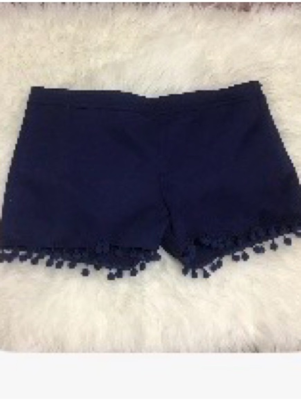 Anna Lane Boutique Navy Pom-Pom Women's Shorts, side zipper! Super fun~Size L